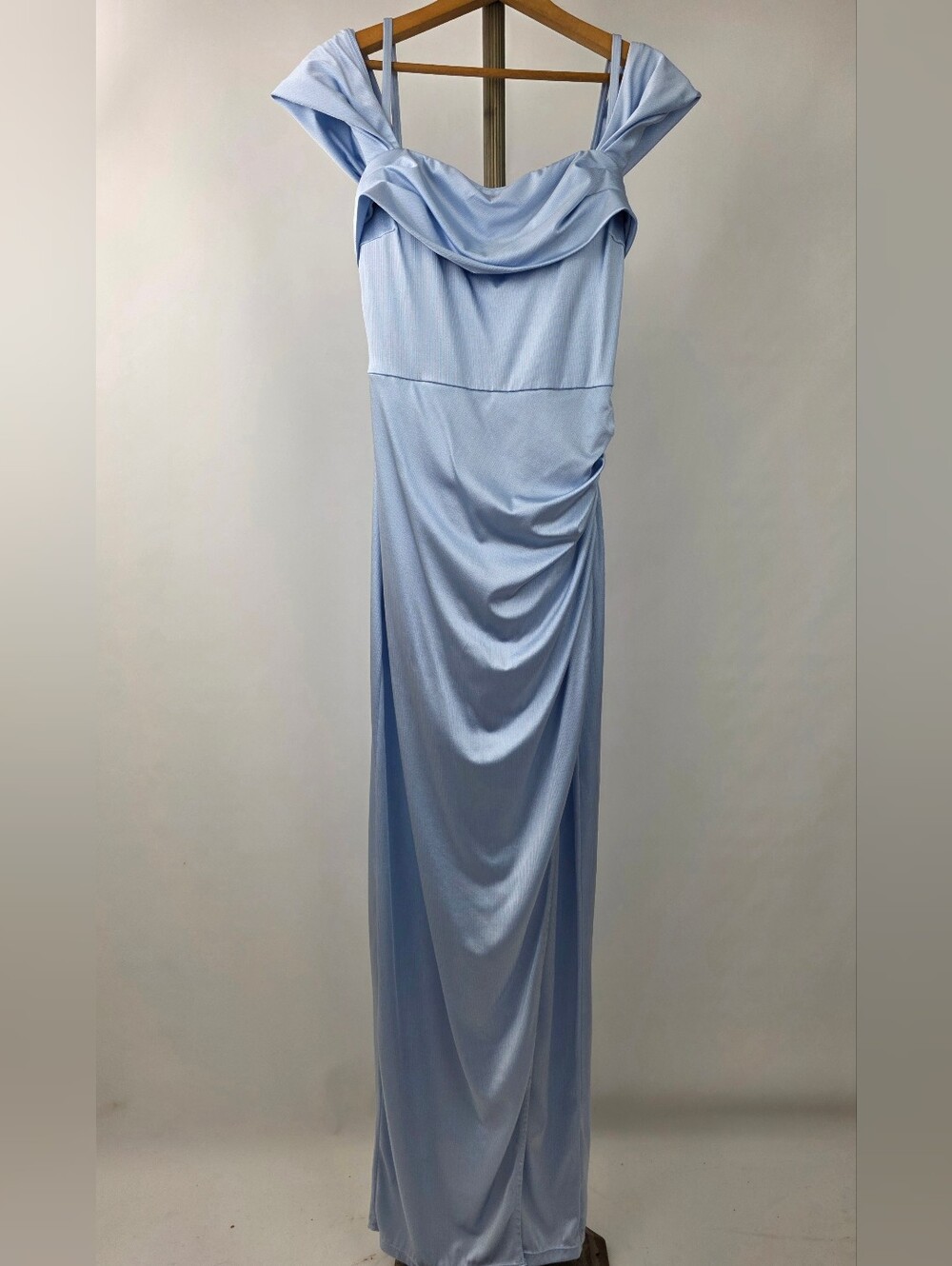 Popilush Women's Blue Shimmer Off The Shoulder Multi Wear Shapewear Dress Size L - Picture 5 of 14